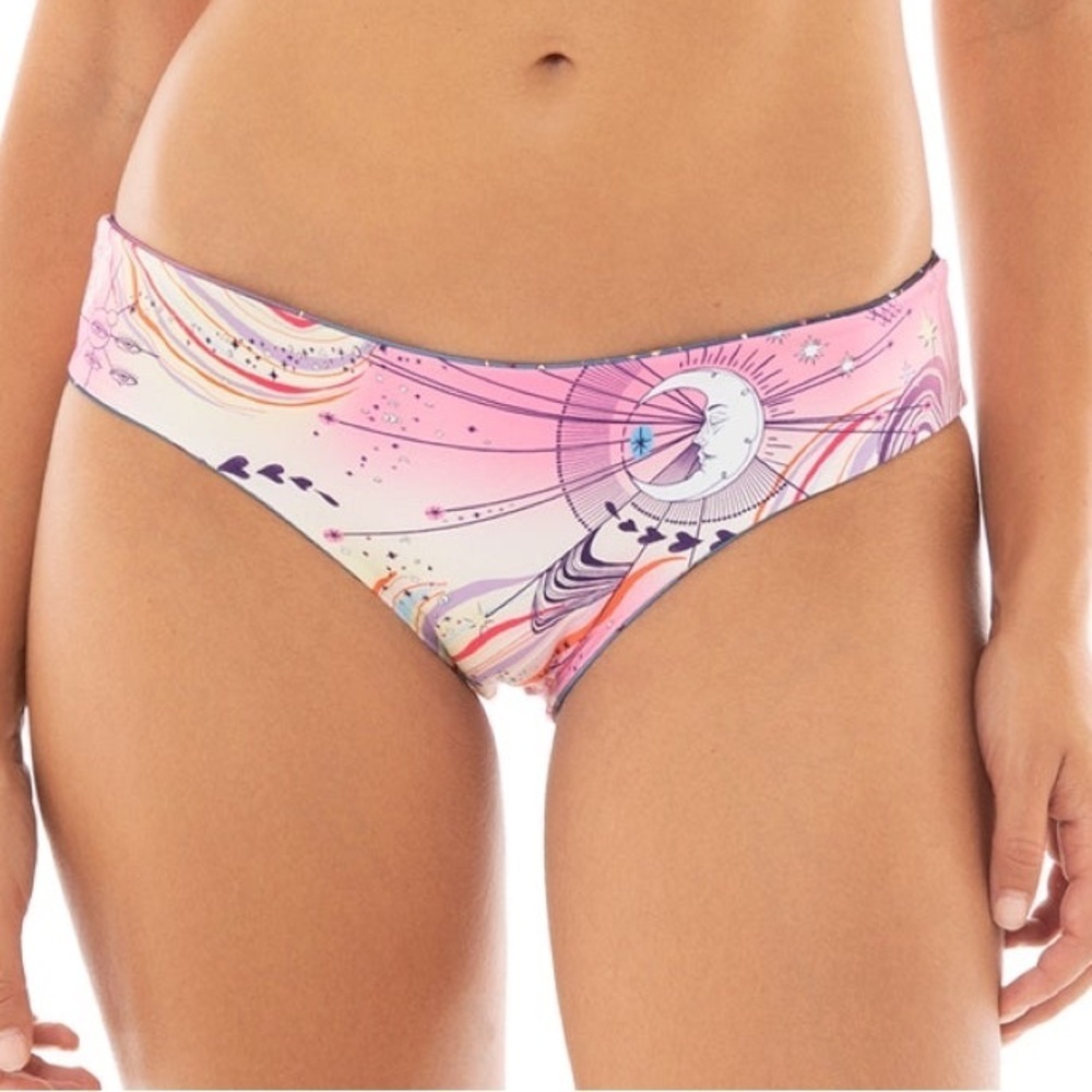 NWT Agua Bendita Zoe Eter Reversible Bikini Bottom Pink & Blue Celestial Size XL